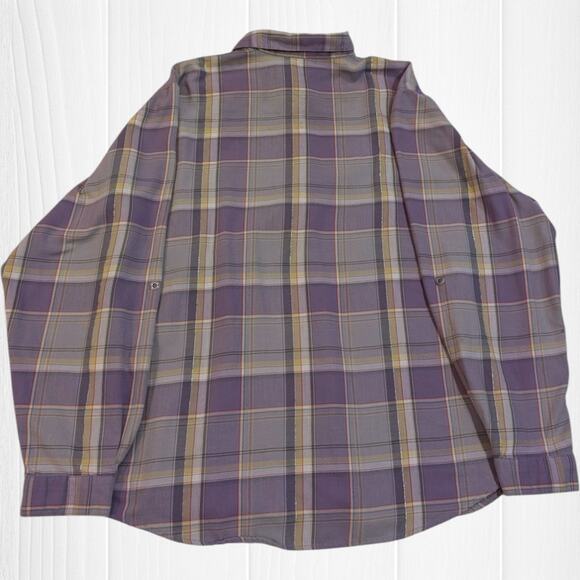 Women's Koret Purple Plaid Button Up Long Sleeve Top With Roll Up Option XL - Picture 2 of 8